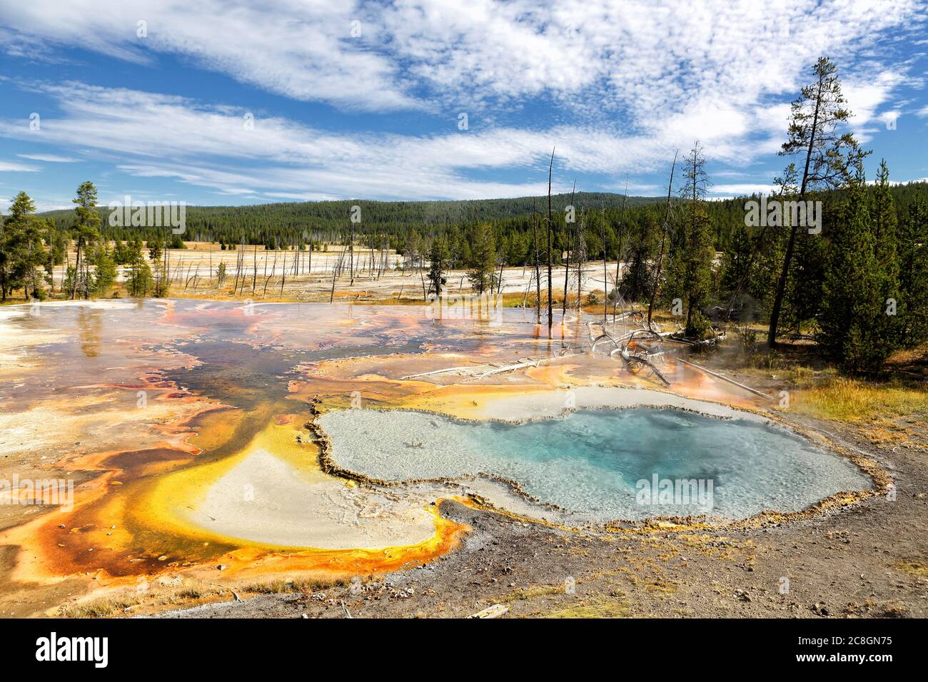 The firehole spring geyser in Yellowstone National Park. Stock Photo