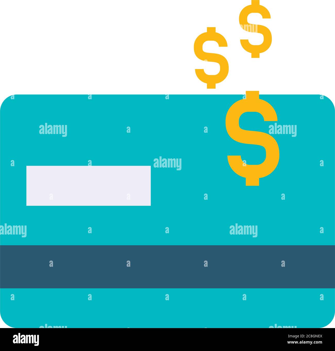 credit card and money symbols icon over white background, flat style