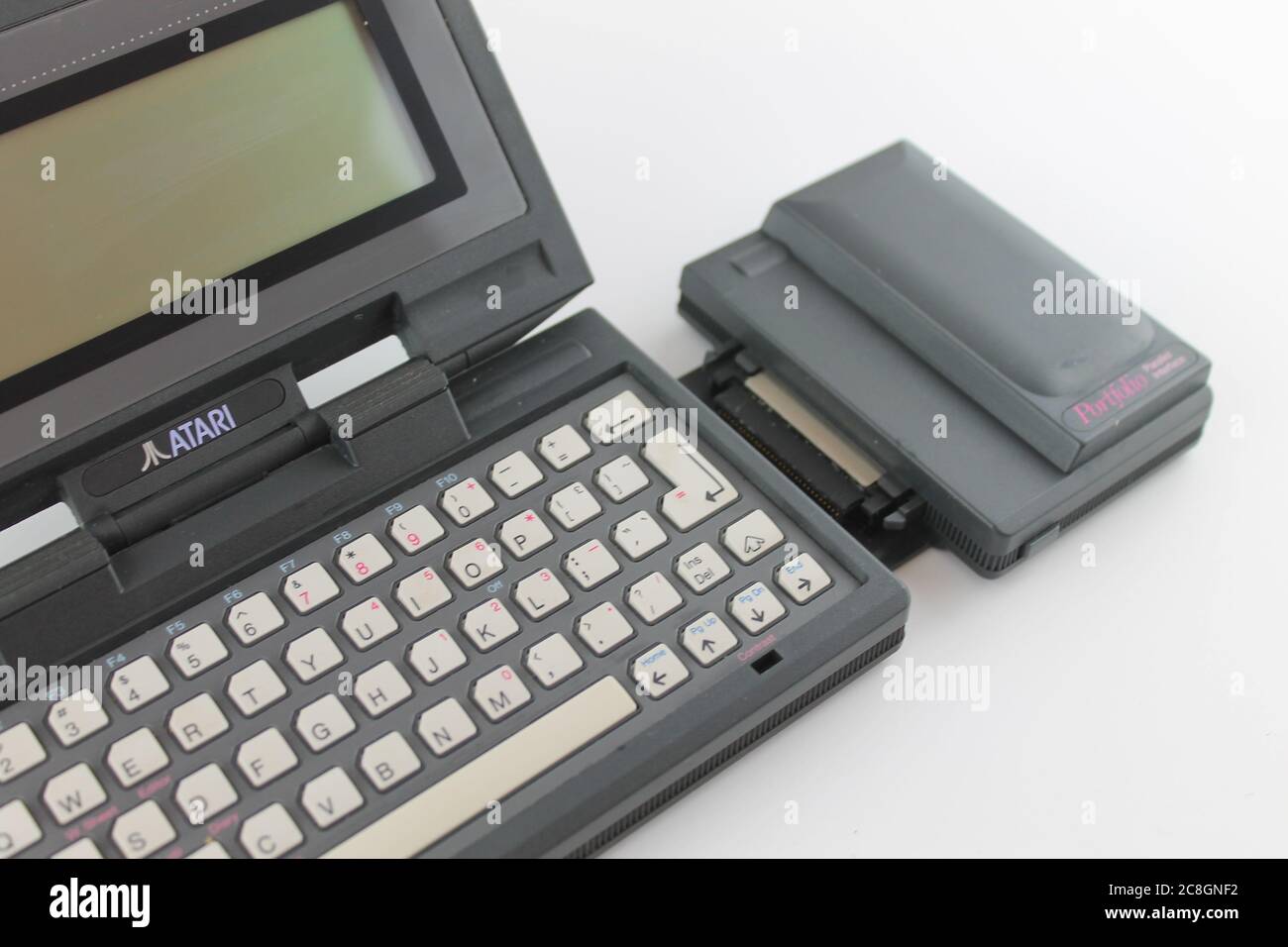 Atari portfolio personal computer keyboard, the world first palmtop computer Stock Photo