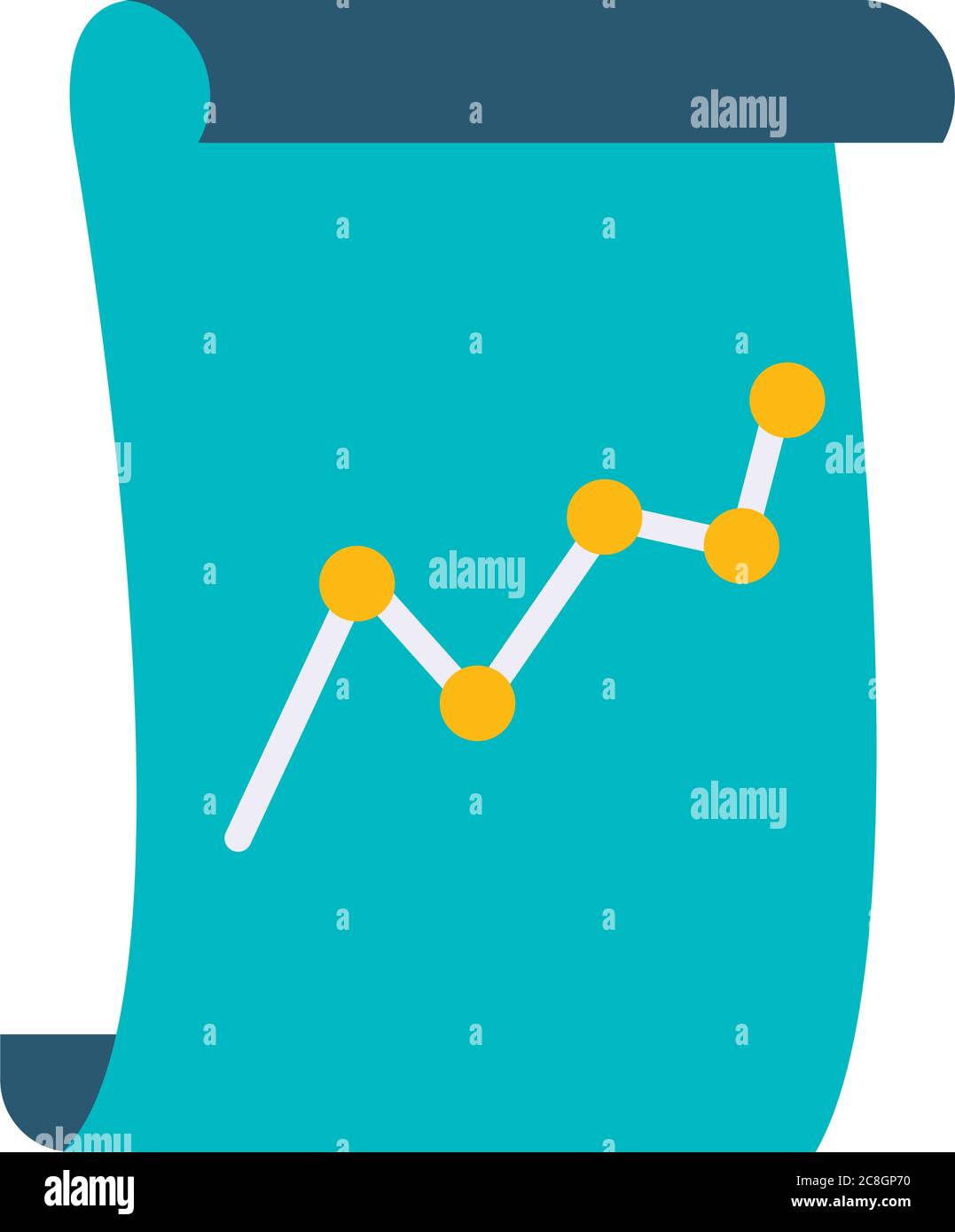 document with graphic chart over white background, flat style, vector ...