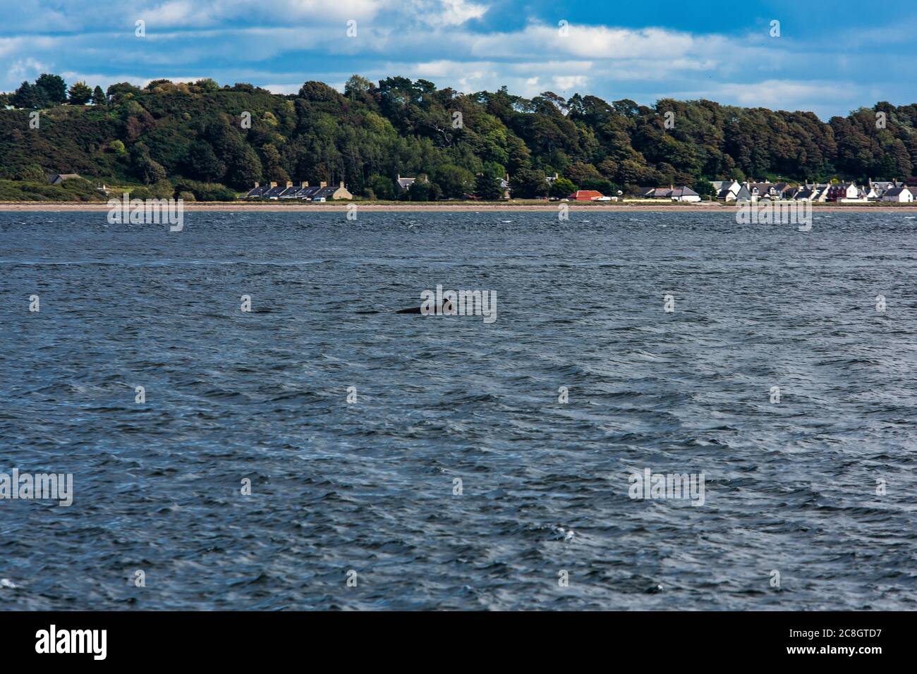Beautiful view of the Chanonry point lighthouse in a little cloudy summer day. Stock Photo