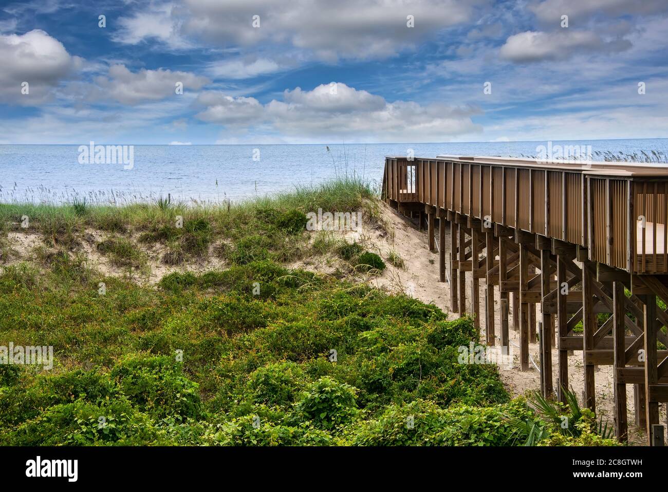 Boardwalk leading the Fernandina Beach on Amelia Island, Florida Stock