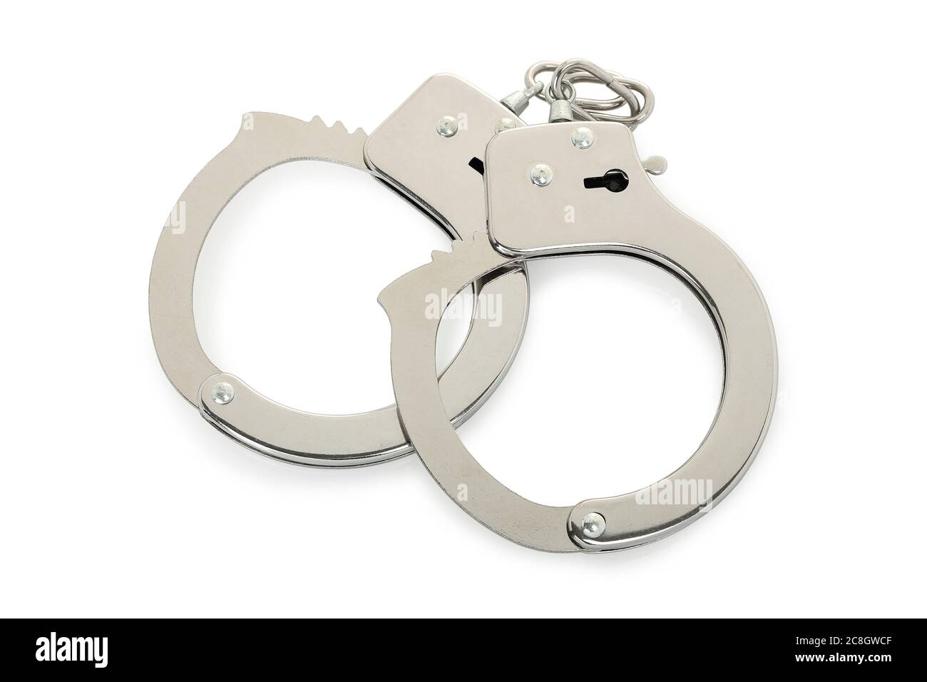 handcuffs isolated on white background Stock Photo - Alamy