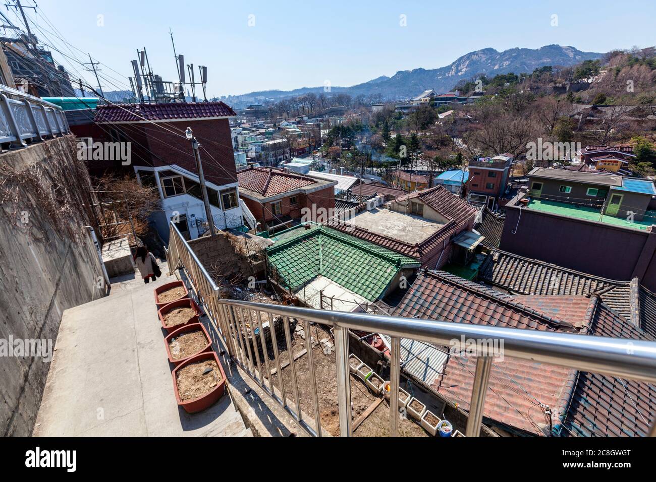 Roofs of hanoks in Bukchon Hanok Village, Seoul, South Korea Stock ...
