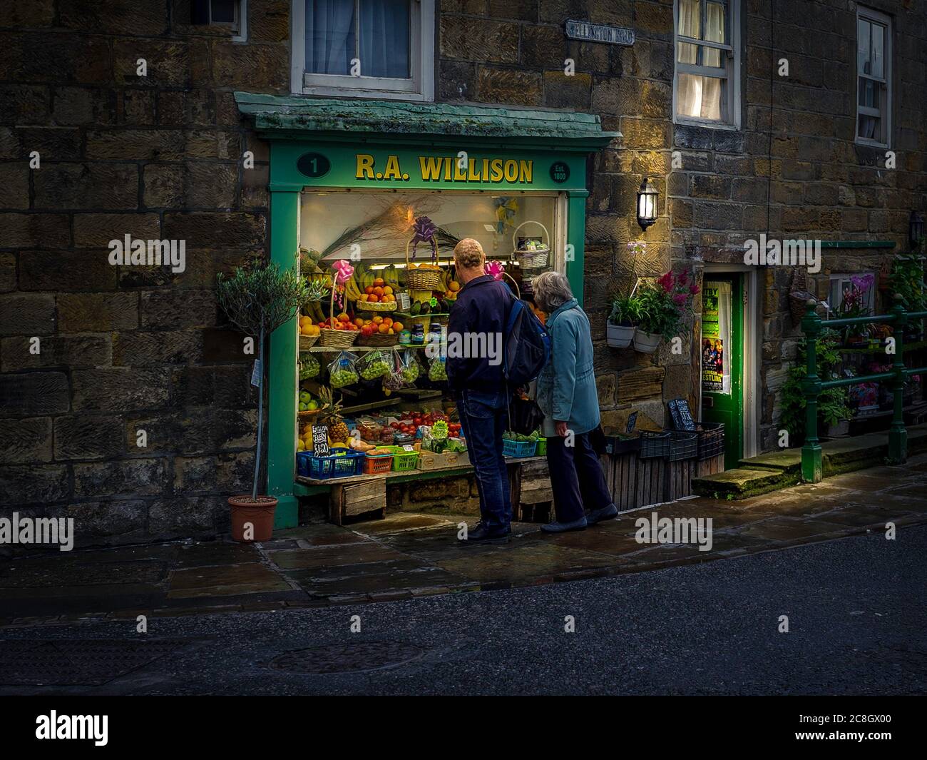 Open all hours(Shop) Whitby, Yorkshire Stock Photo