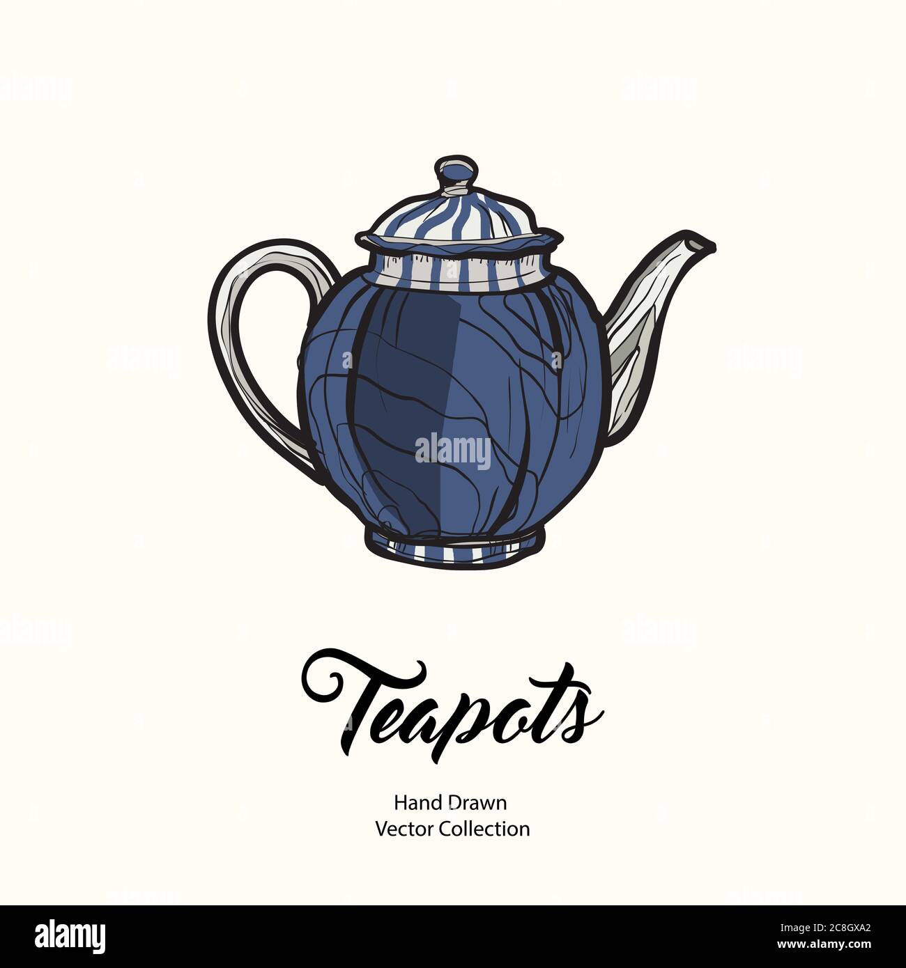 Teapot hand drawn ink vector illustration in old style. Isolated line