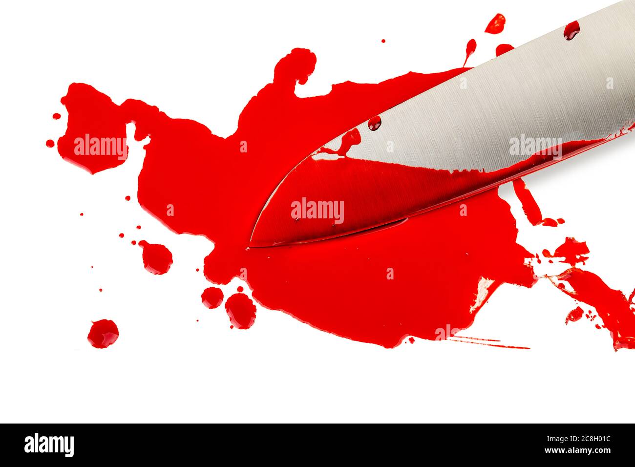 knife blade in a blood pool isolated on white Stock Photo