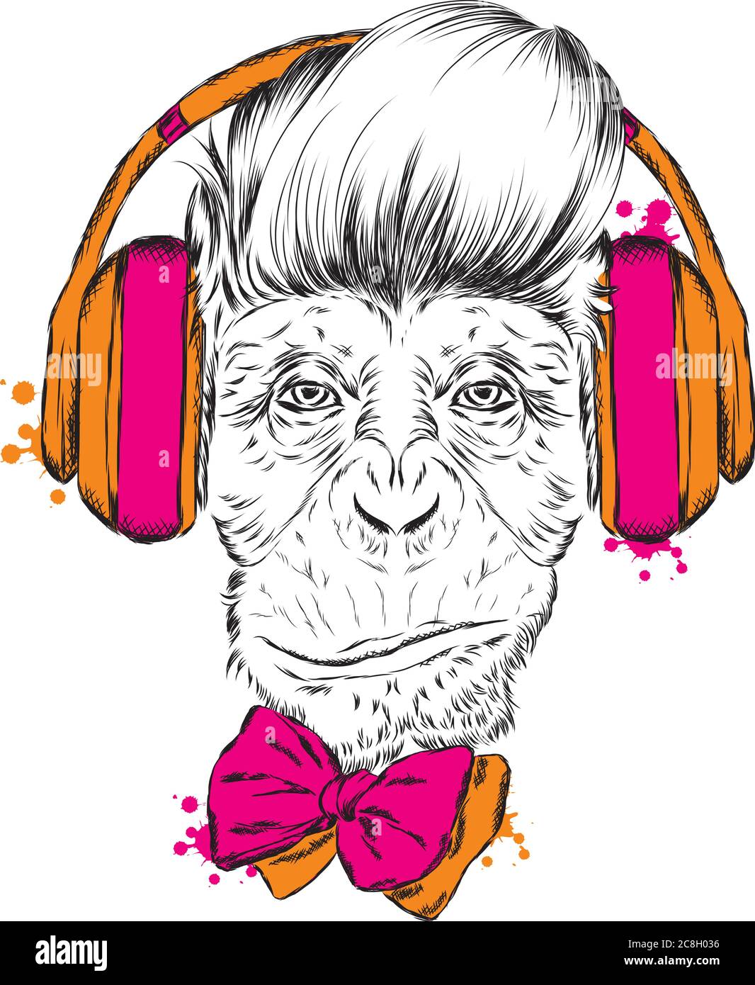 Monkey with headphones. Hipster Stock Vector Image & Art - Alamy