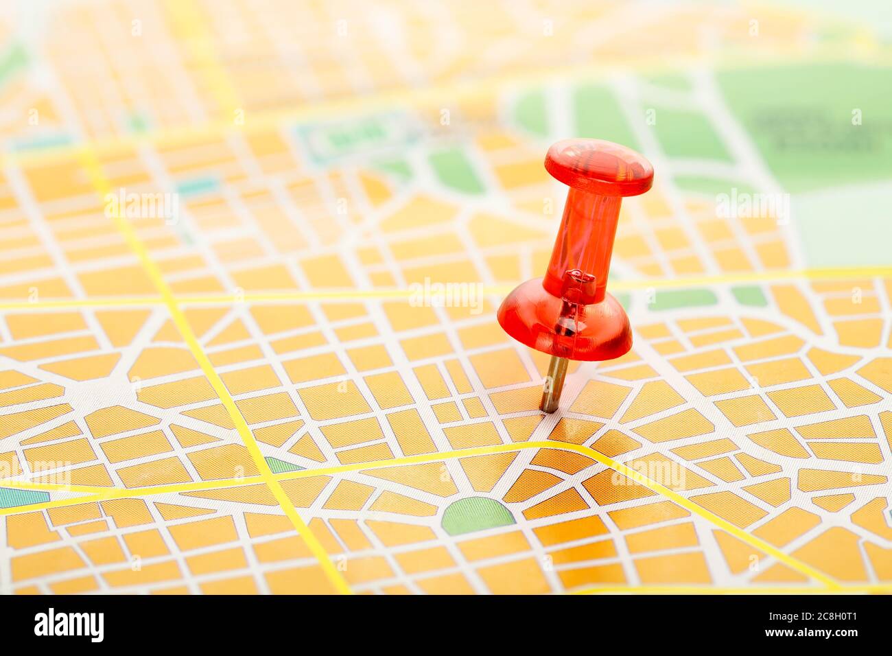 travel concept with red pushpin on map Stock Photo