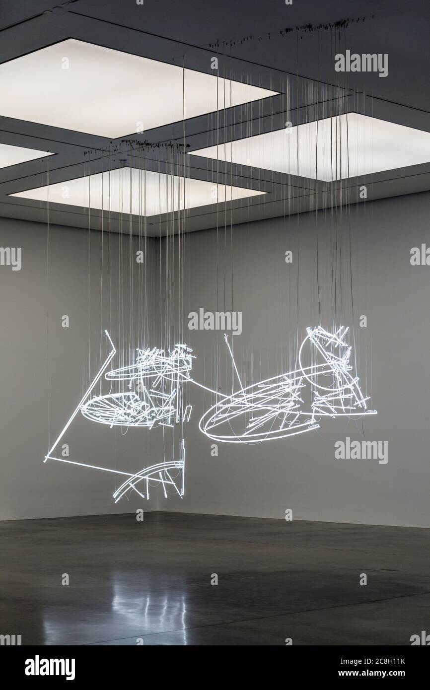 'No realm of thought… No field of vision' exhibition by Cerith Wyn Evans at the White Cube Bermondsey Gallery, London, UK Stock Photo