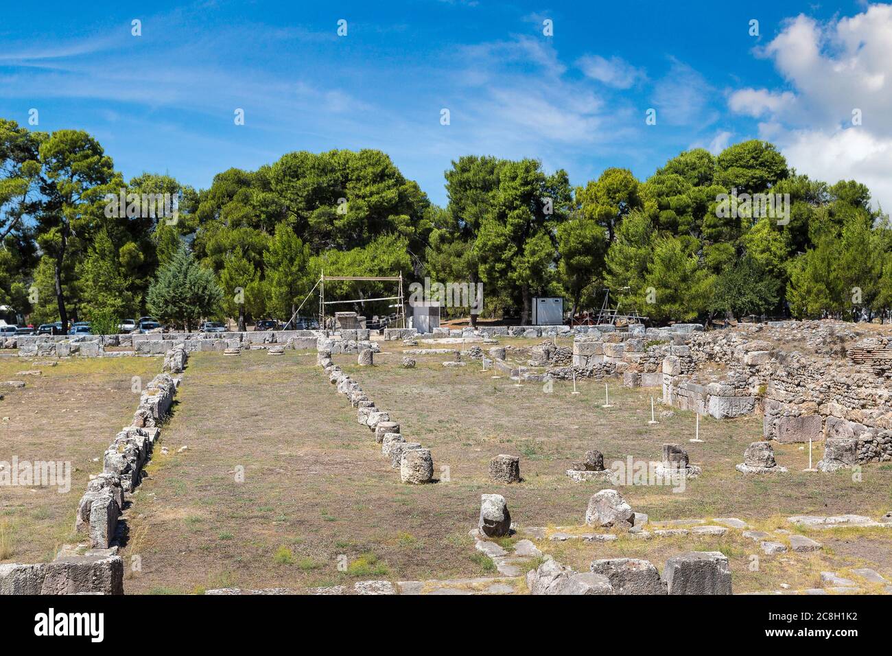 Ruins of ancient temple in Epidavros, Greece in a summer day Stock Photo