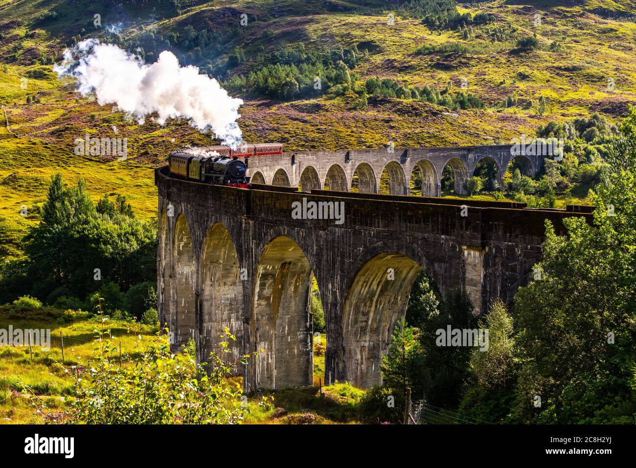 Glenfinnan, SCOTLAND: Beautiful vintage "Jacobite" train going to Fort  Williams. The steam locomotive from Harry Potter movie called Hogwart  Express Stock Photo - Alamy
