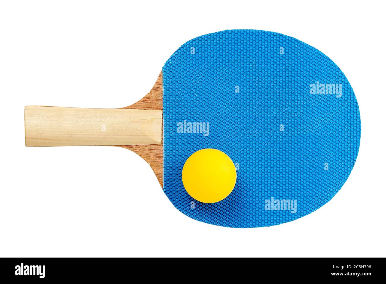 single ping pong racket with ball isolated on white Stock Photo - Alamy