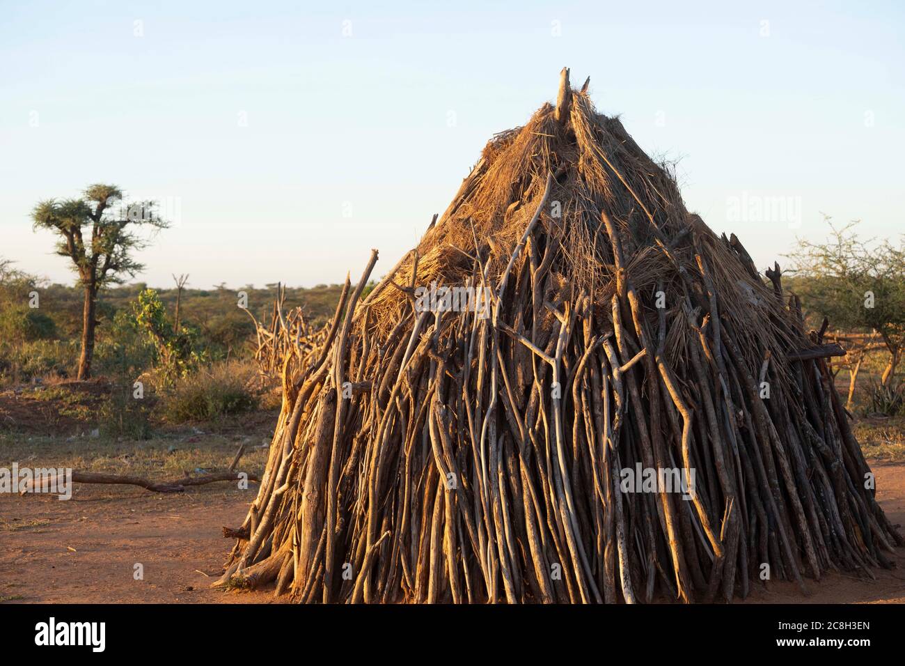 Hut in the Hamer tribe, Ethiopia Stock Photo