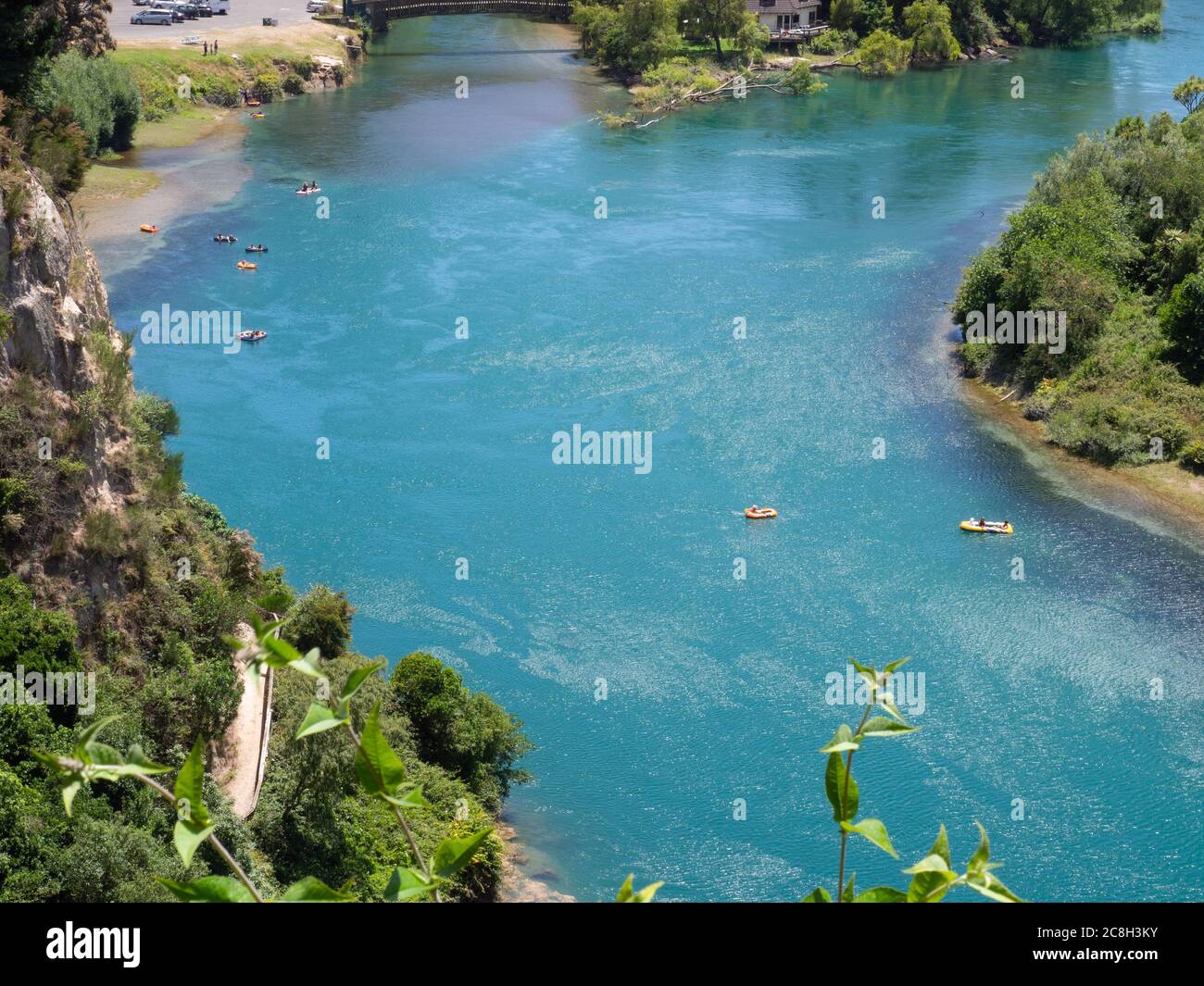 People Floating In Rafts On The Waikato River At Taupo Stock Photo Alamy