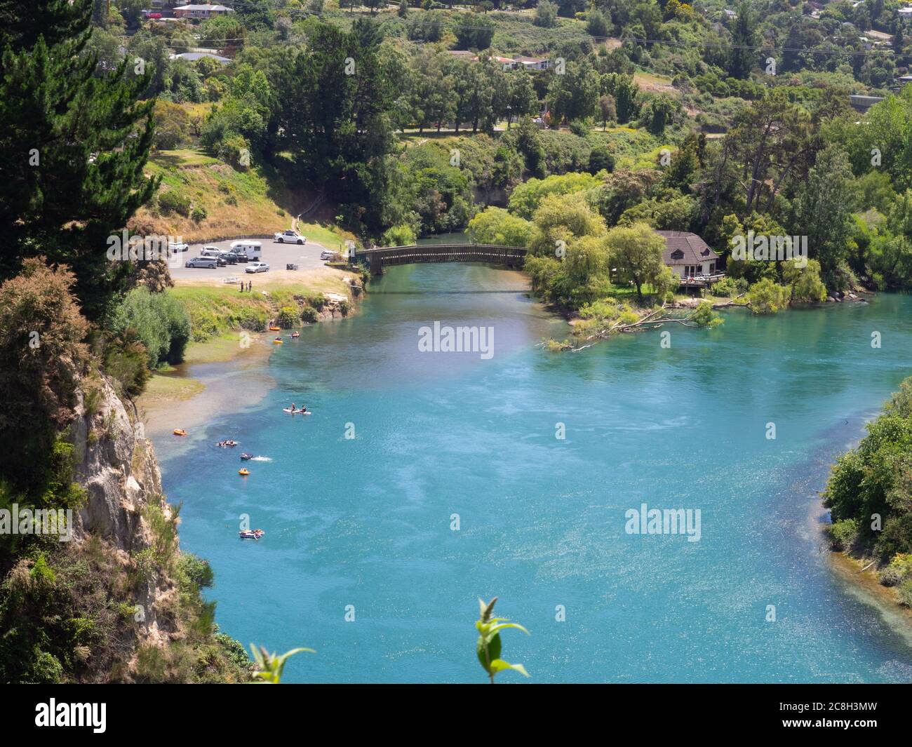 People Floating In Rafts On The Waikato River At Taupo Stock Photo Alamy