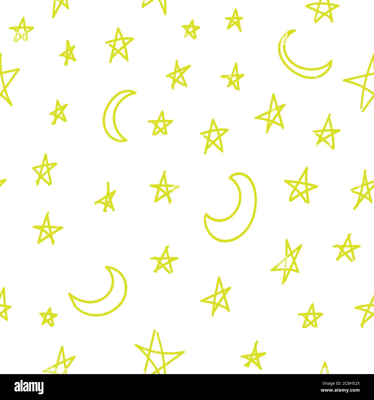 doodle stars and moon seamless pattern Stock Vector Image & Art - Alamy