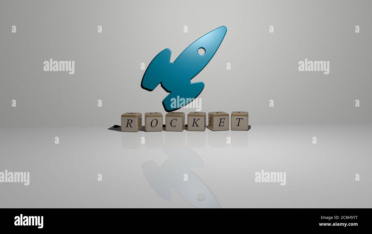 3D graphical image of ROCKET vertically along with text built by ...