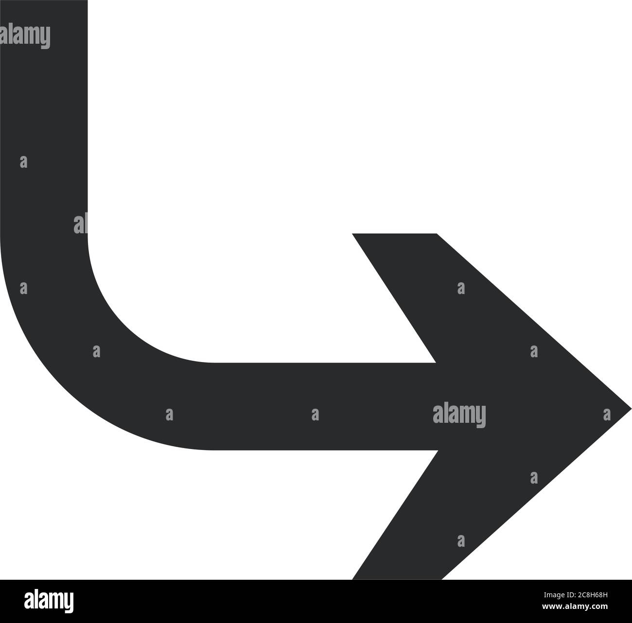 arrow indicates the direction curved silhouette style icon vector