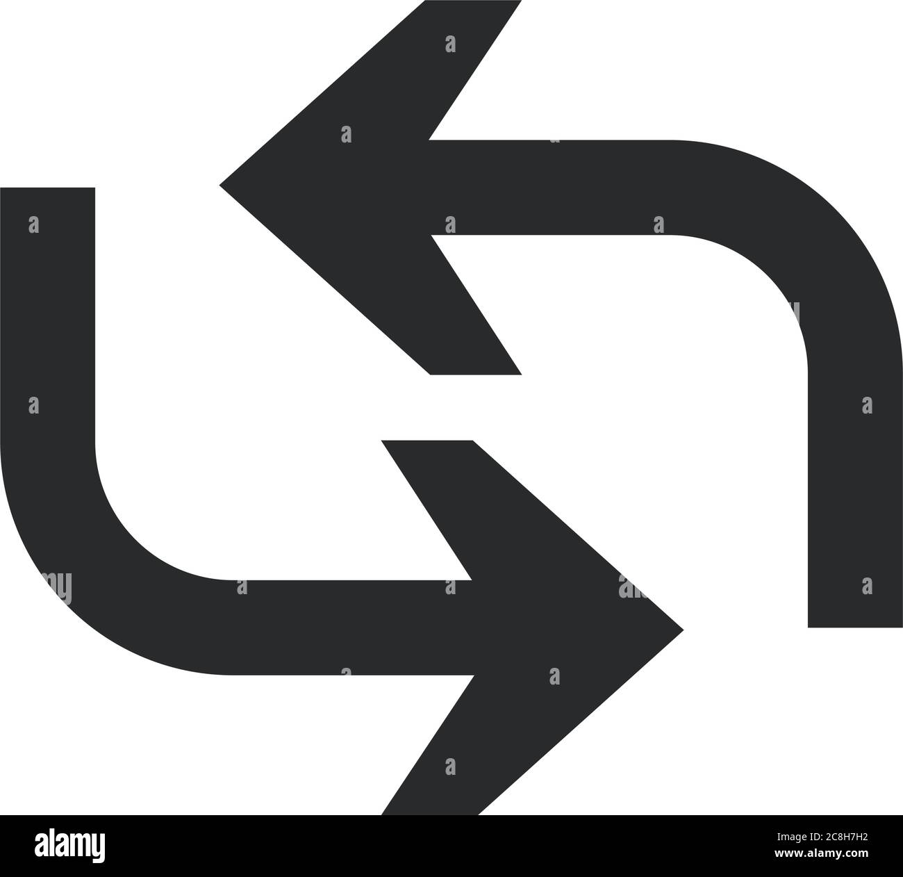 arrow direction related icon, arrows point two sides silhouette style ...
