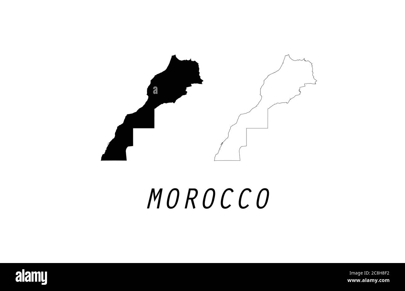 Morocco map outline vector illustration Stock Vector
