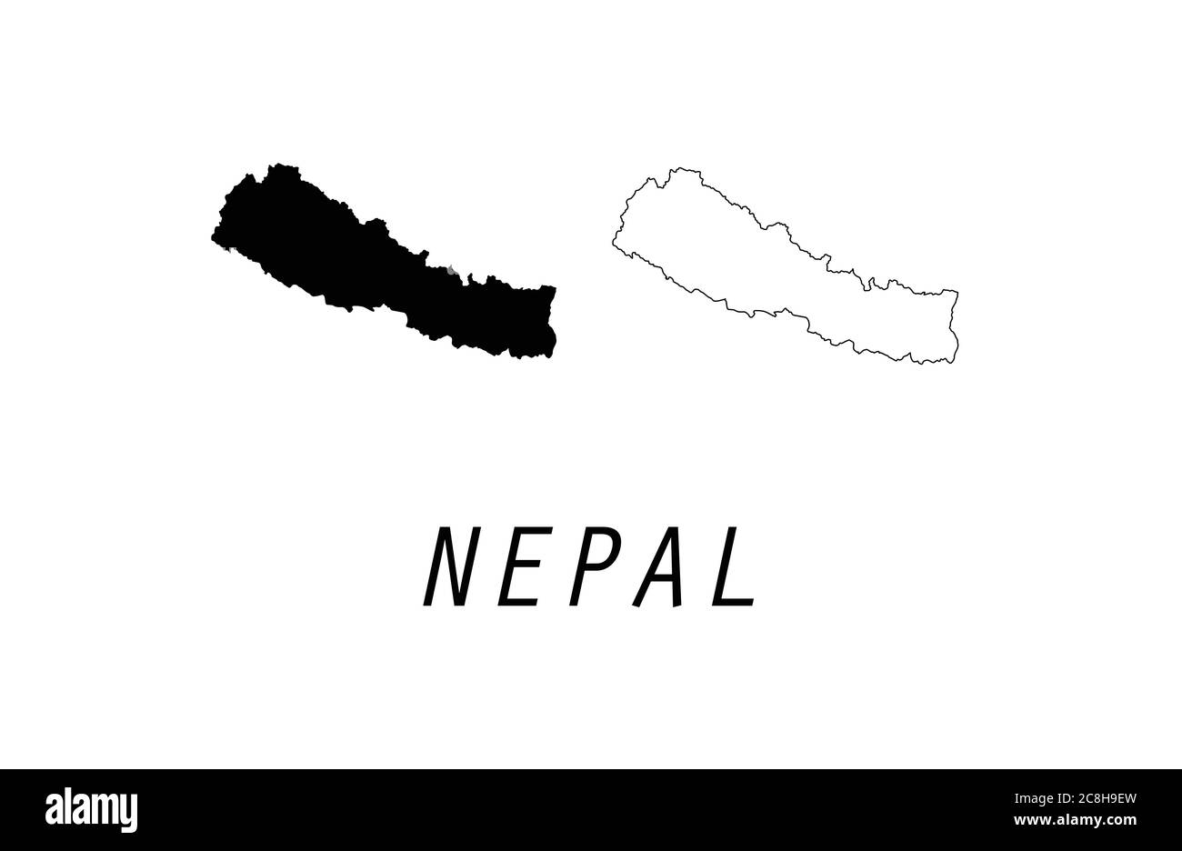 Nepal map outline vector illustration Stock Vector