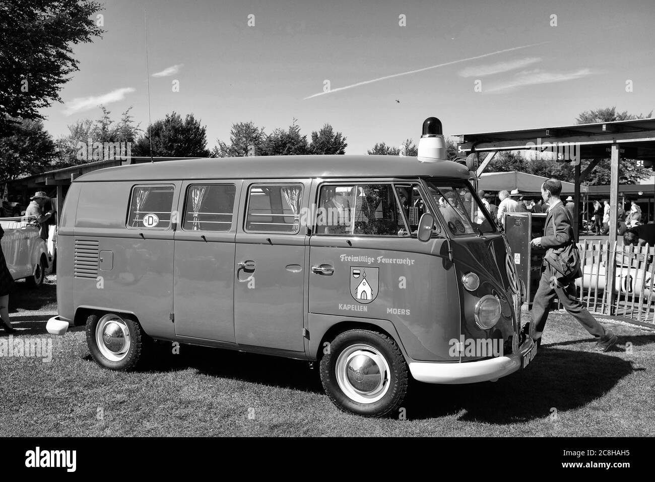 September 2019 - VW microbus used by the German fire service, now restored at The Goodwood Revival Stock Photo