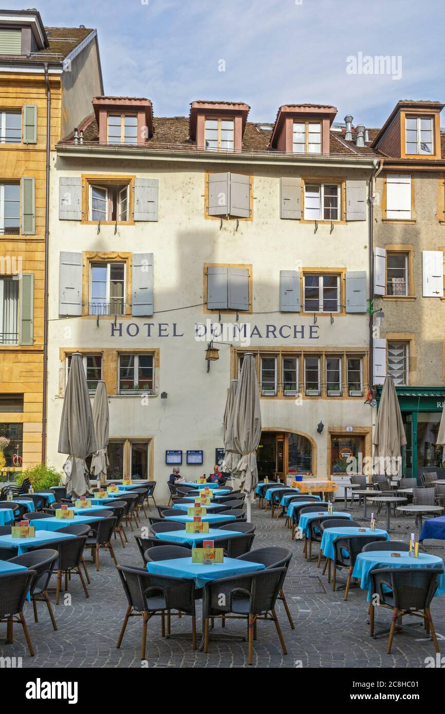 Switzerland, Neuchatel, Hotel Restaurant du Marche Stock Photo