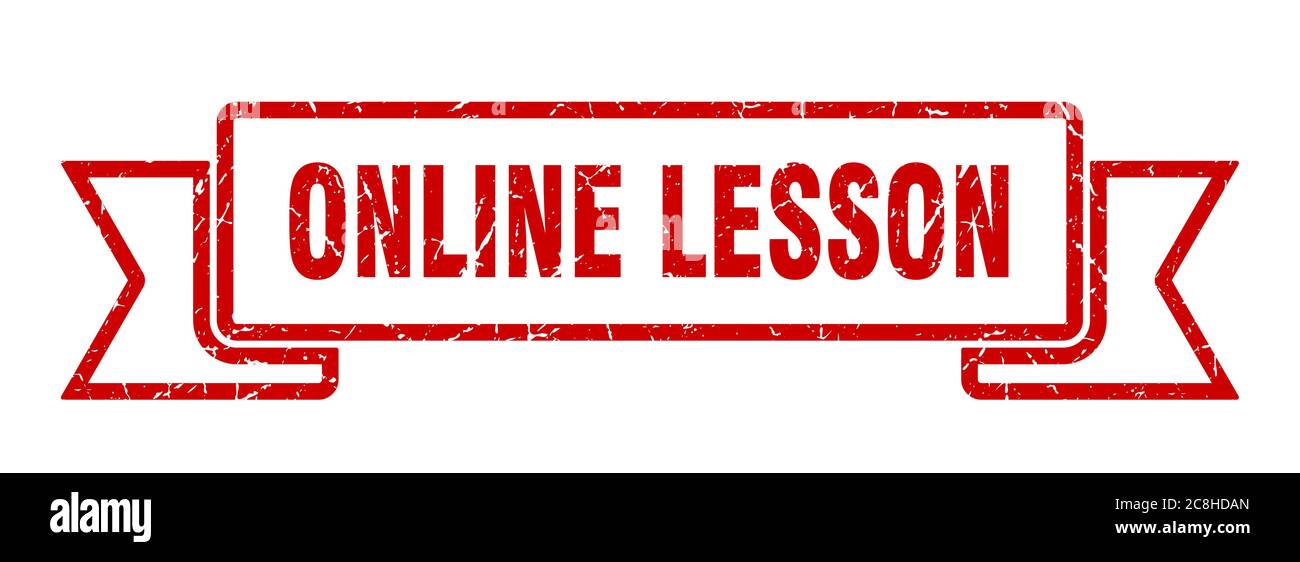 Lesson Ribbon online lesson ribbon sign. online lesson vintage retro band Stock ...
