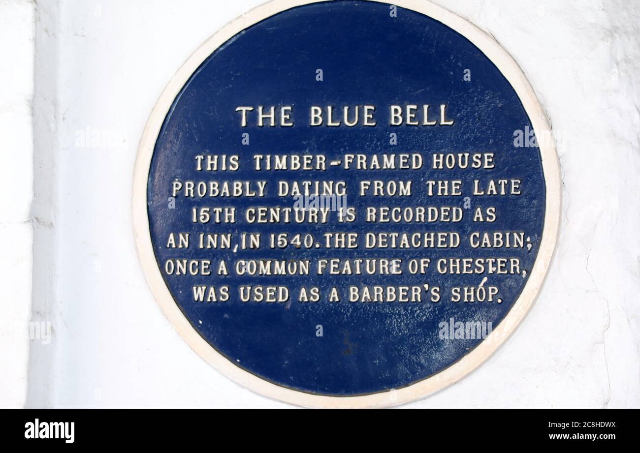 The Blue Bell plaque at Chester in Cheshire Stock Photo