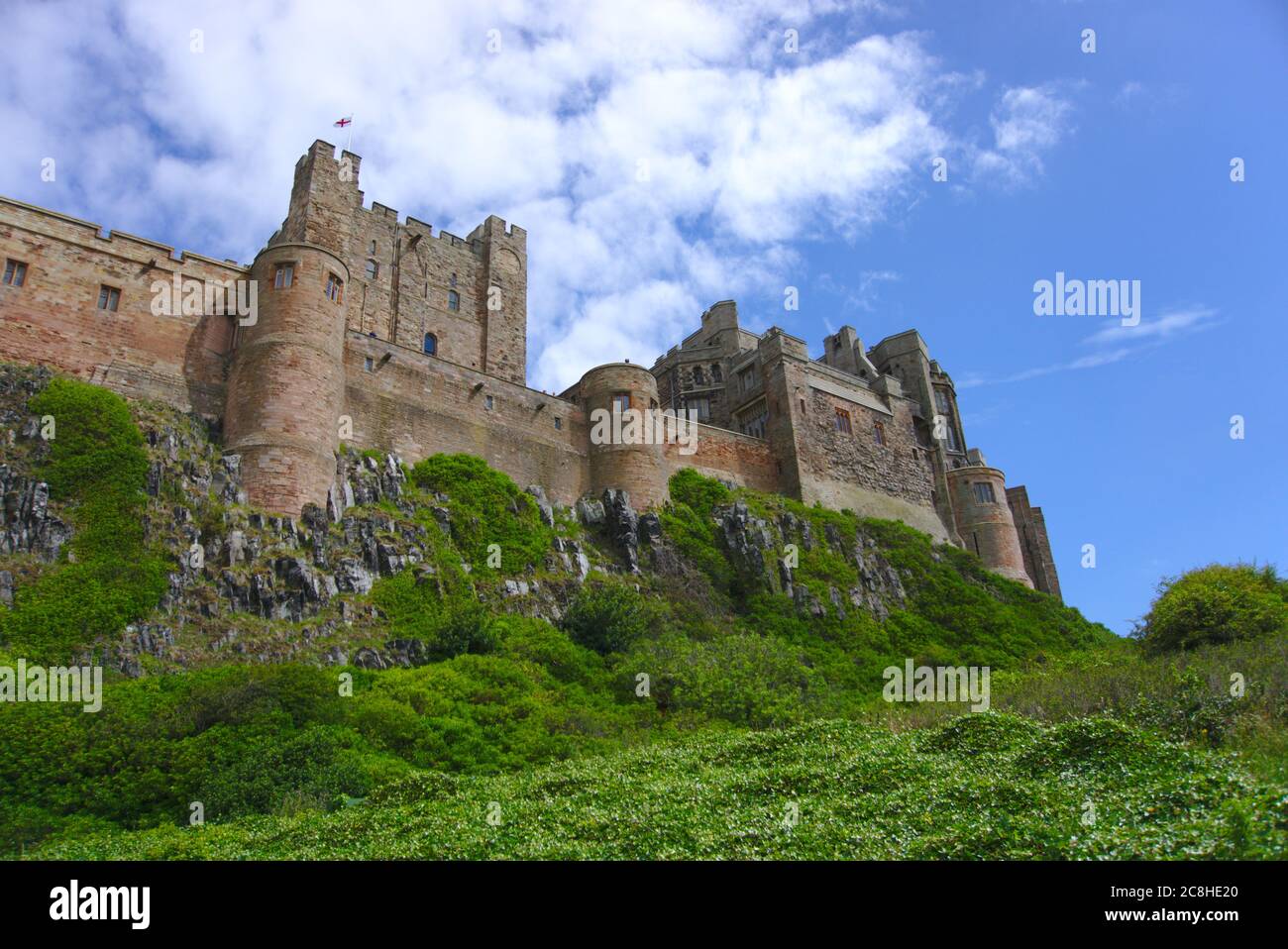 Grade I listed Bamburgh Castle, Northumberland. Stock Photo