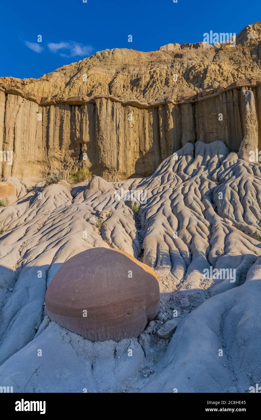 Cannonballs are concretions, naturally formed in Theodore Roosevelt National Park, North Unit, North Dakota, USA Stock Photo