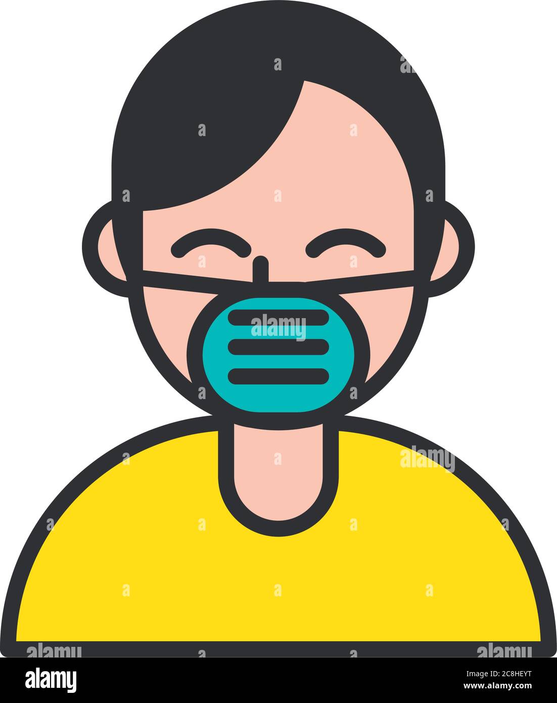 man using face mask line and fill style icon vector illustration design Stock Vector