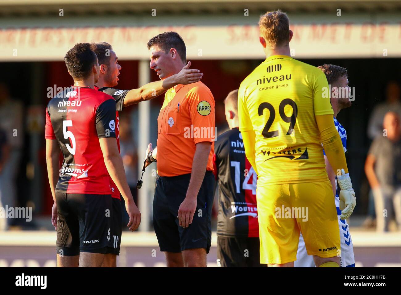 Groesbeek Netherlands July 21 Players Of De Treffers Complaining By Referee Steven Van Der Vrande Seen