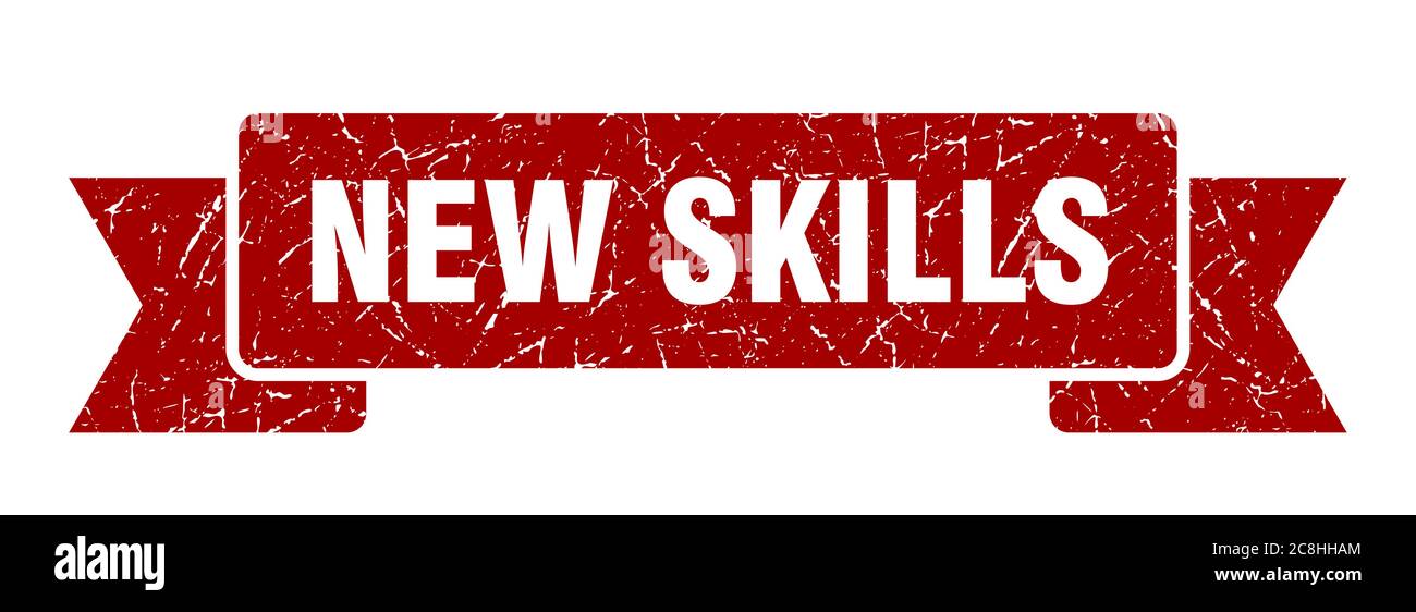 new skills ribbon sign. new skills vintage retro band Stock Vector ...