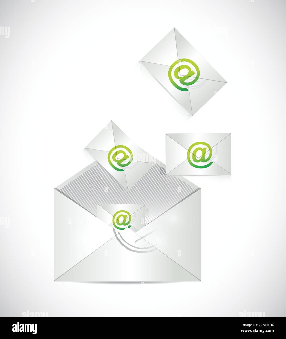 Envelope full of emails illustration design over a white background Stock Vector
