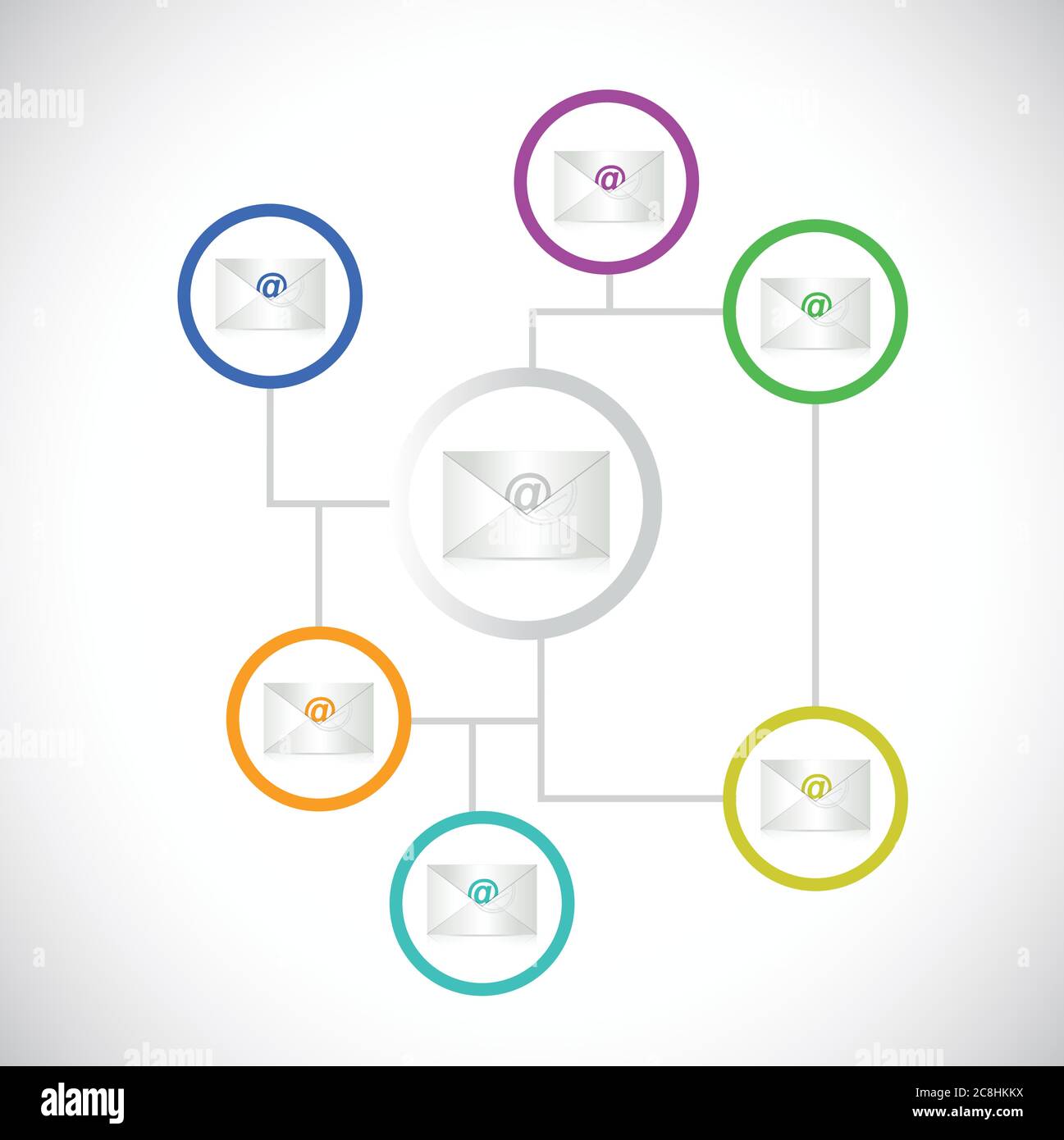 Network email communication illustration design over a white background ...