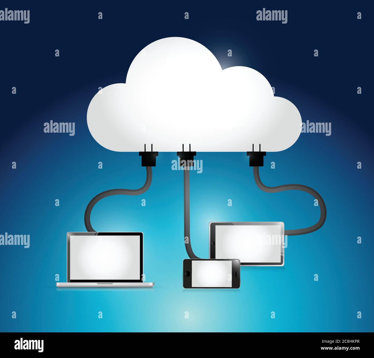 Cloud computing electronics illustration design over a blue background Stock Vector