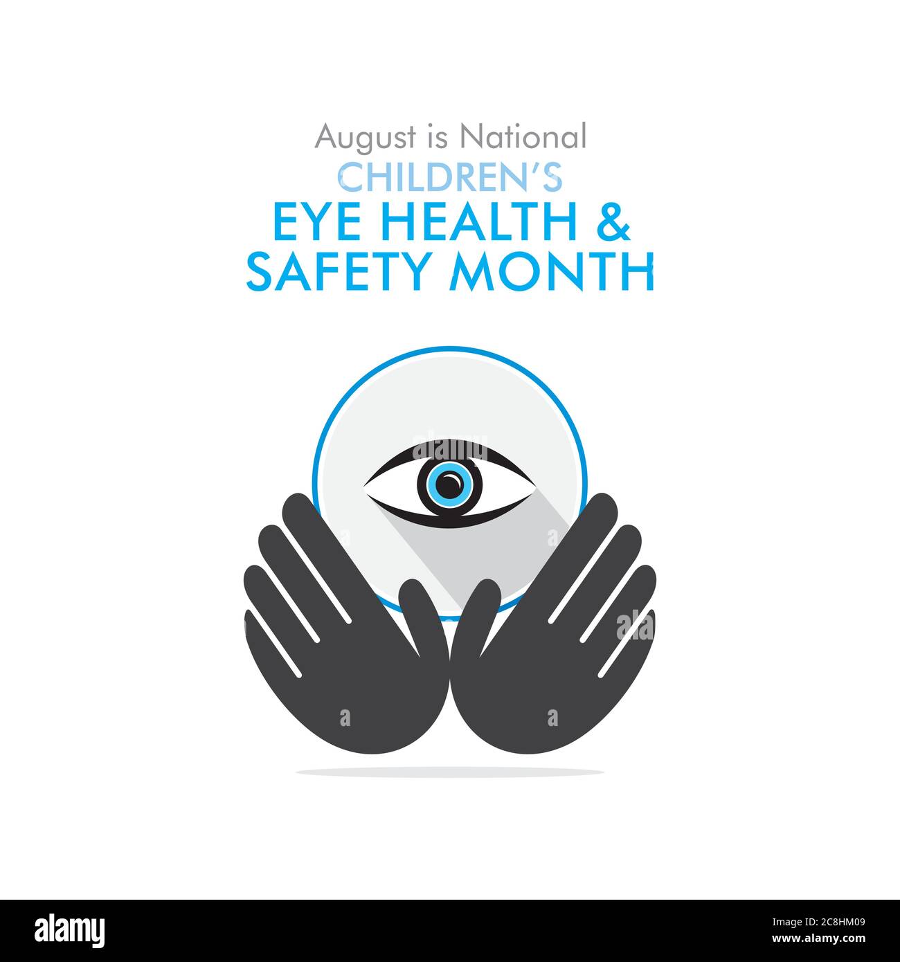 august is children's eye health and safety month awareness poster