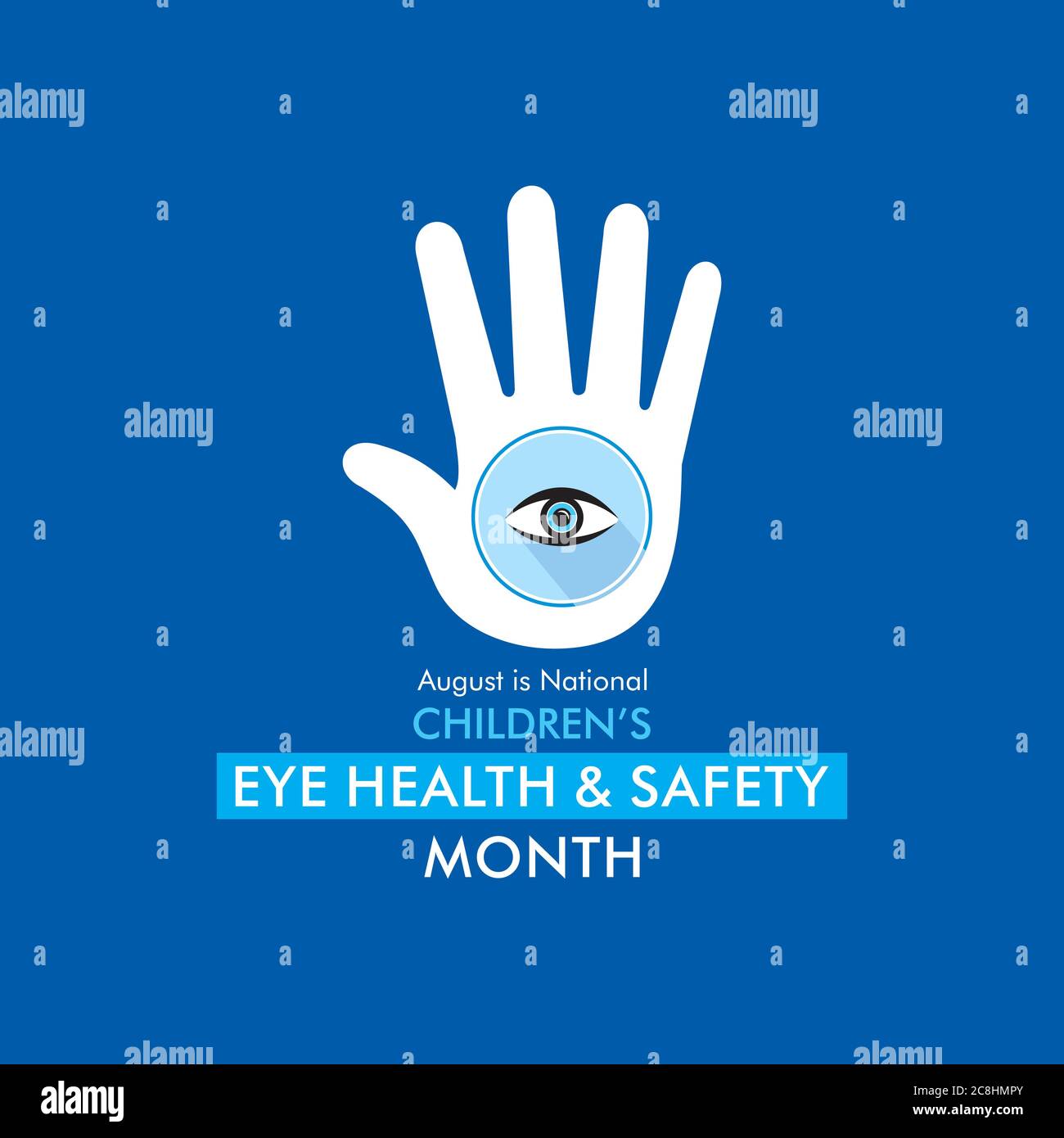 august is children's eye health and safety month awareness poster design Stock Vector