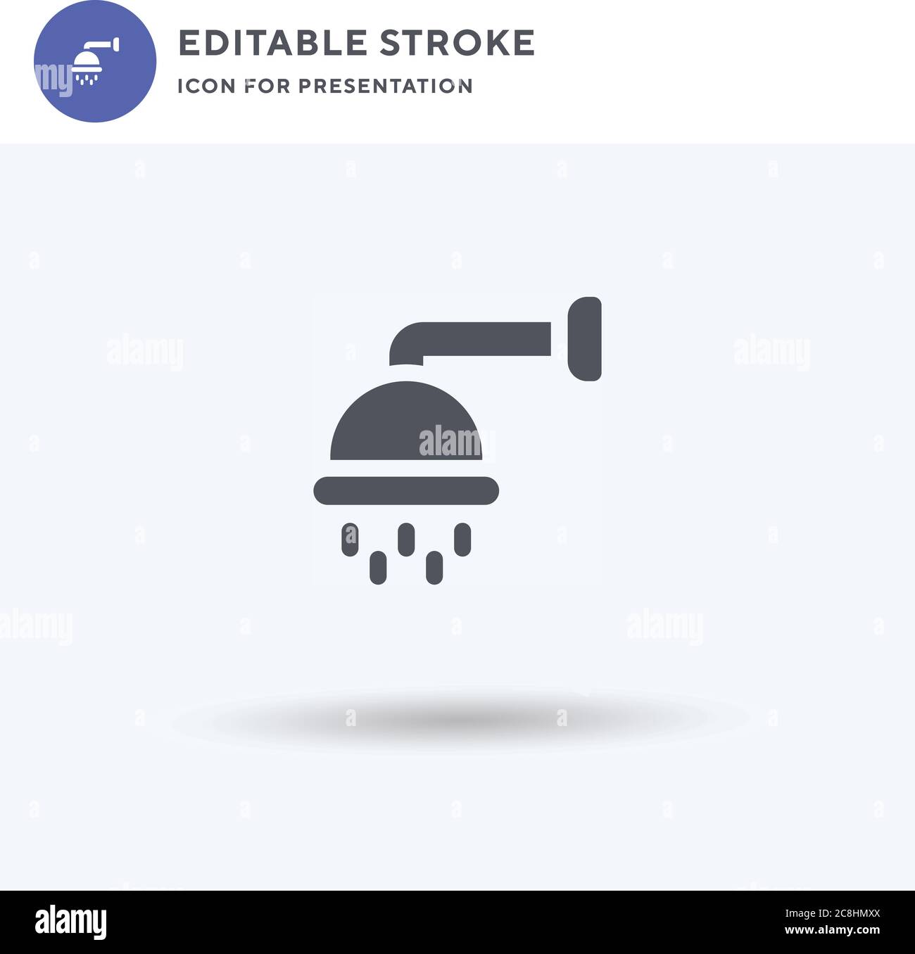Shower icon vector, filled flat sign, solid pictogram isolated on white ...