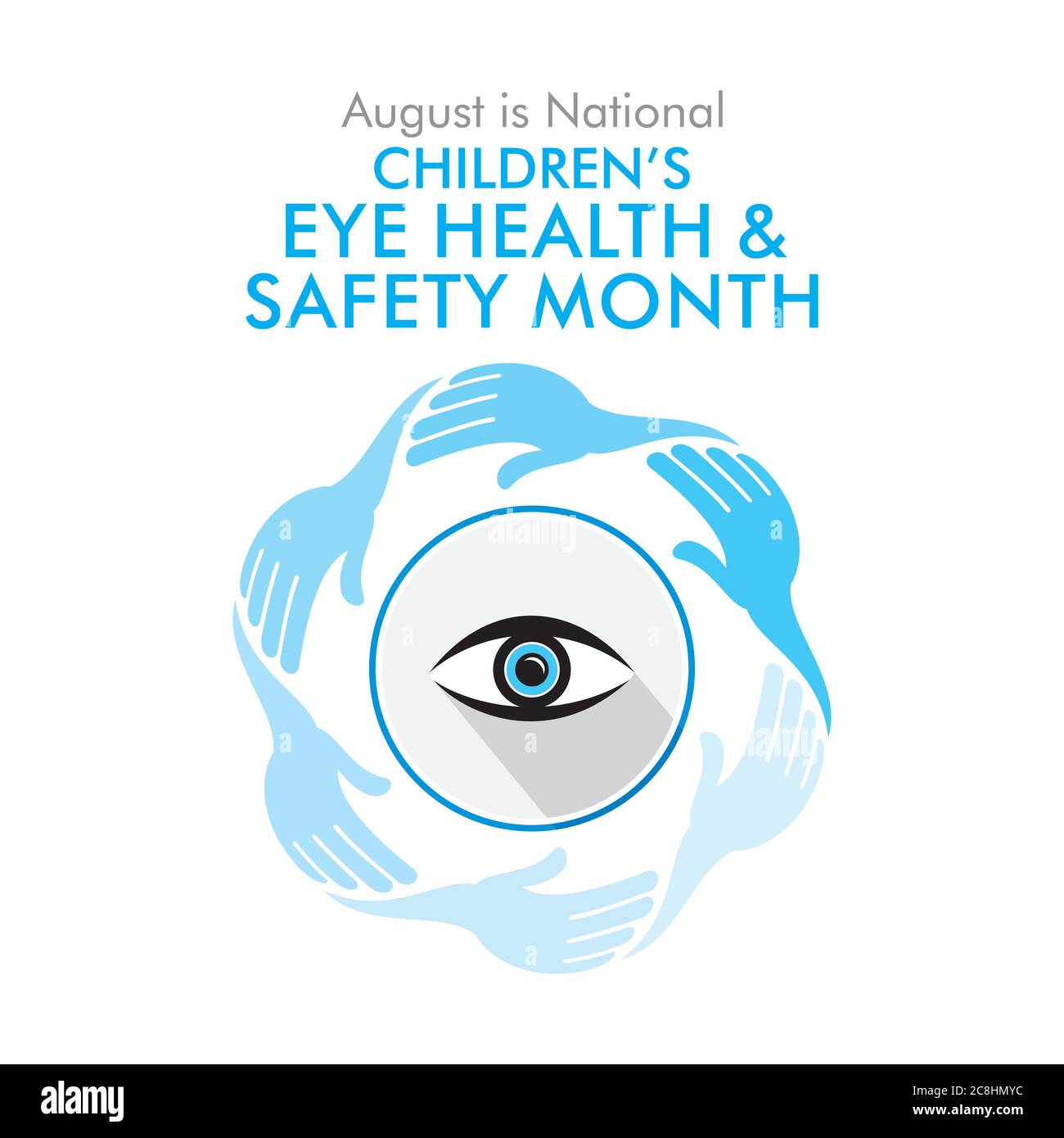 august is children's eye health and safety month awareness poster