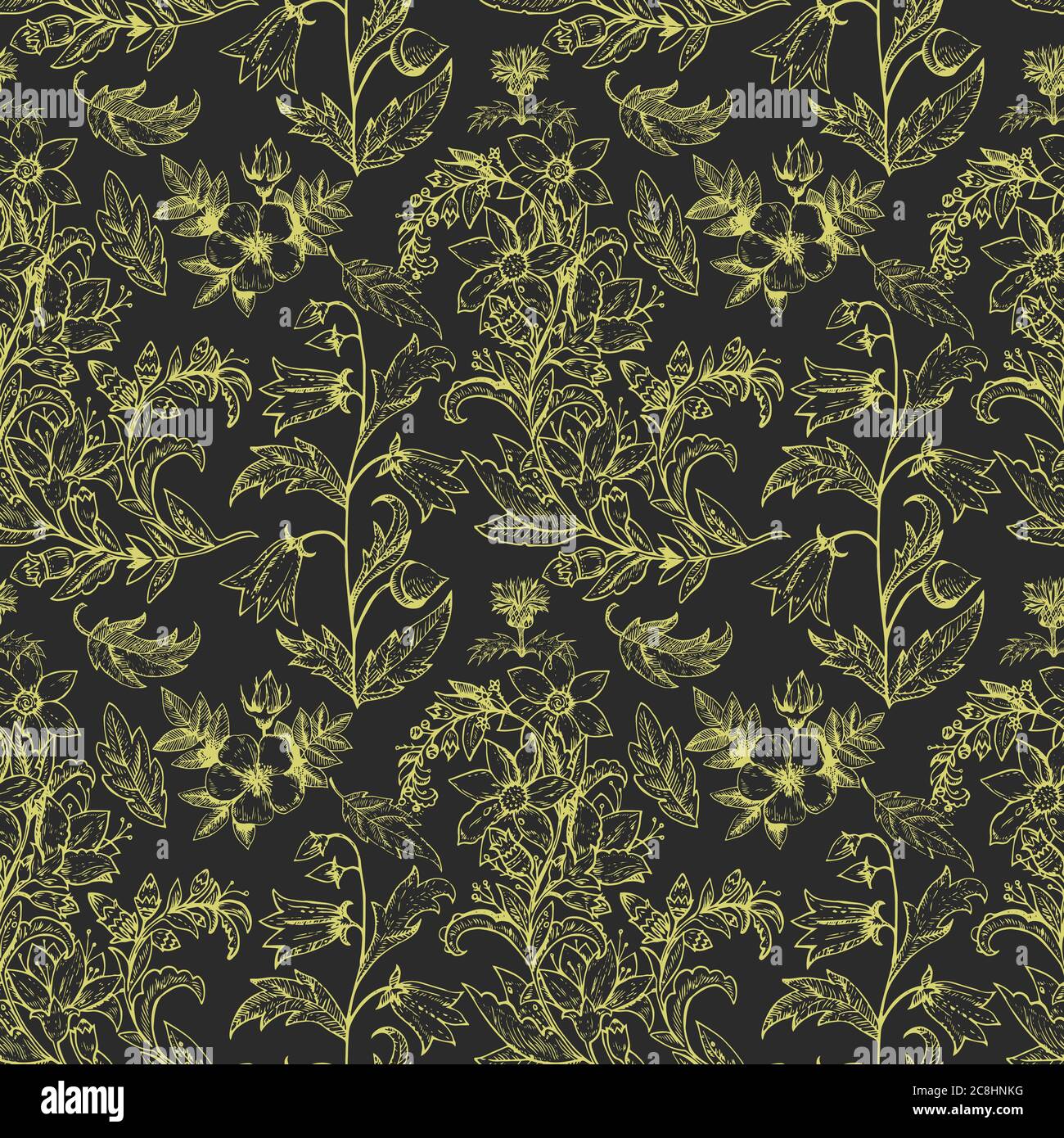 Seamless pattern with vintage retro floral elements. Vector illustration. Stock Vector