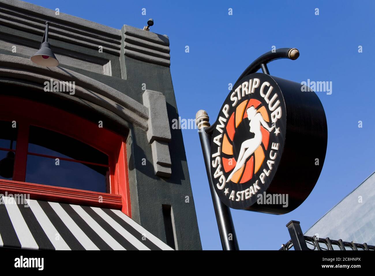 Strip Club Restaurant in the Gaslamp Quarter, San Diego, California, USA Stock Photo
