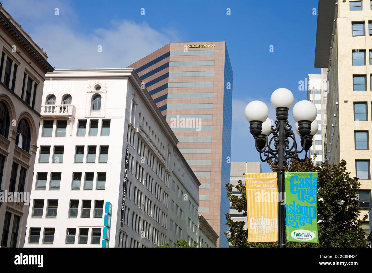 Fifth Avenue in the Gaslamp Quarter, San Diego, California, USA Stock