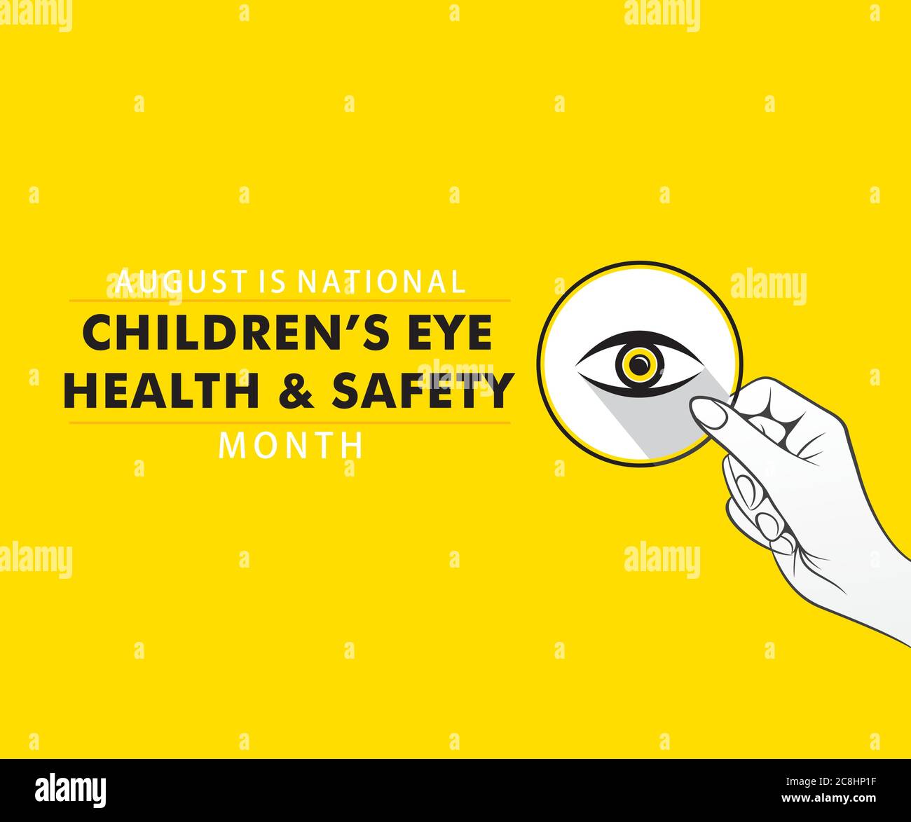 august is children's eye health and safety month awareness poster