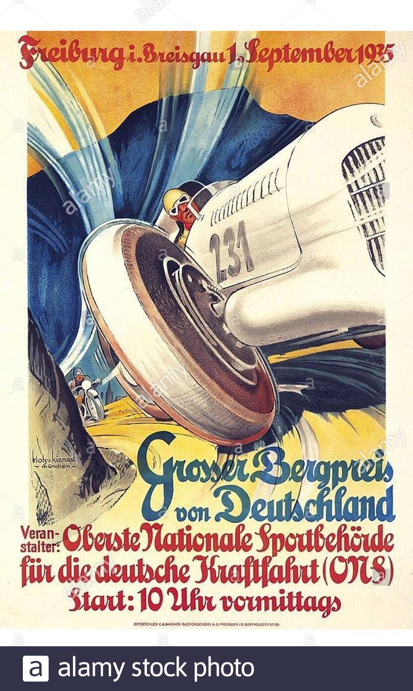 Vintage German Automobile Race Poster Great Mountain Race Of Germany 1935 Stock Photo Alamy