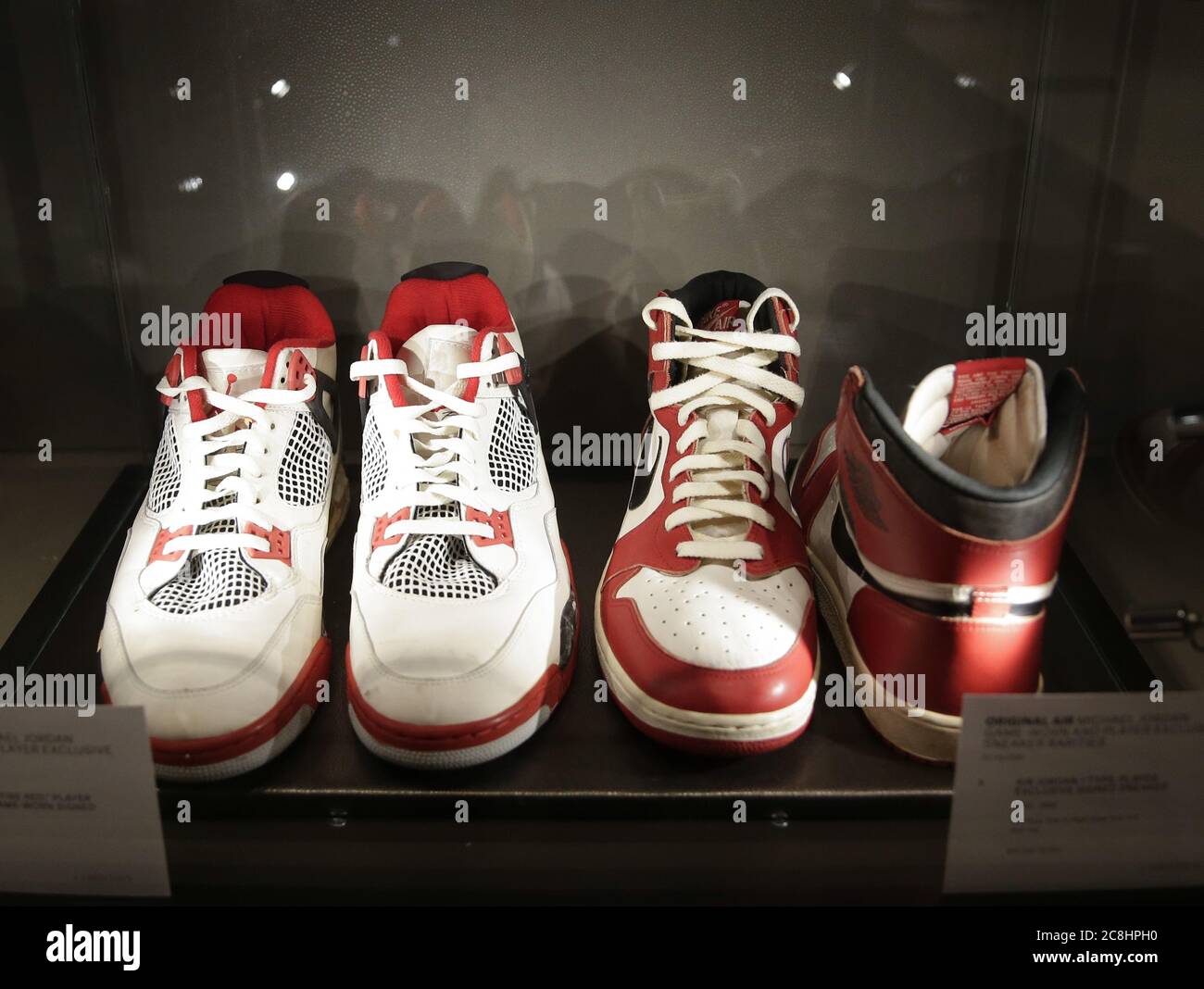 New York, United States. 24th July, 2020. A selection of NBA legend Michael  Jordan's game worn sneakers are on display and soon to be auctioned for the  Original Air: Michael Jordan Game-Worn