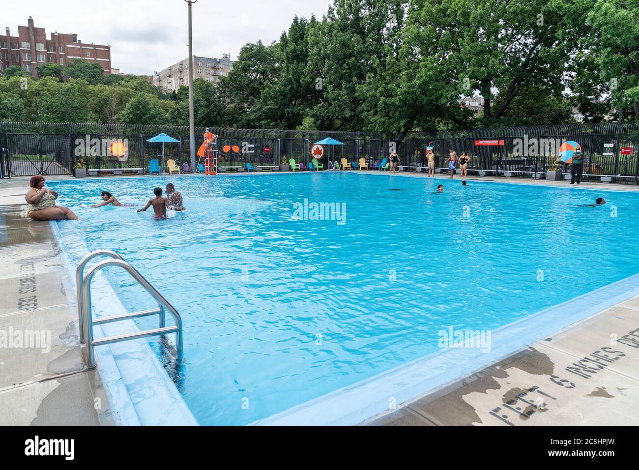 New York, NY July 24, 2020 People seen enjoying swimming and play on