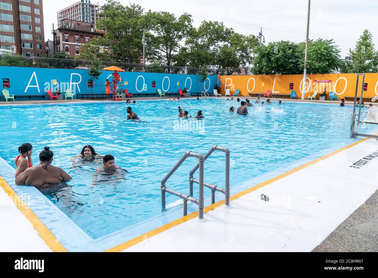 New York, NY July 24, 2020 People seen enjoying swimming and play on